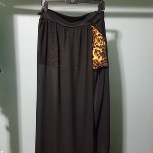 Leopard shorts with sheer overlay